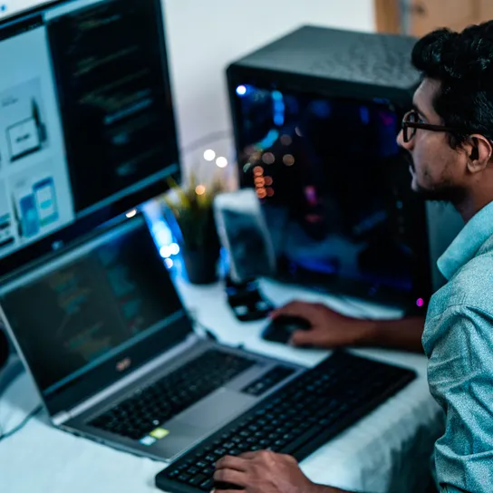 Person looking at a computer